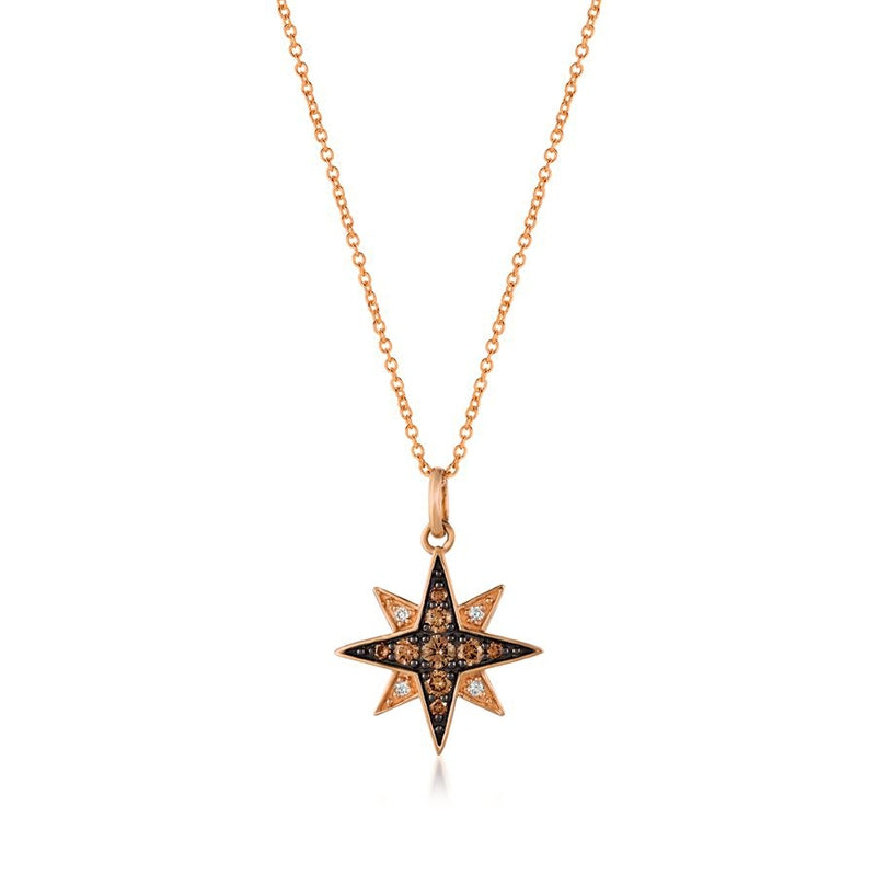 Le Vian Chocolatier 1/5 ct. tw. Chocolate & Vanilla Diamond Star Pendant in 14K Strawberry Gold