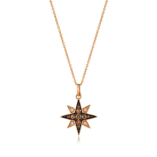 Le Vian Chocolatier 1/5 ct. tw. Chocolate & Vanilla Diamond Star Pendant in 14K Strawberry Gold