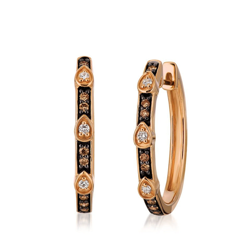 Le Vian Chocolatier 1/3 ct. tw. Chocolate & Vanilla Diamond Hoop Earrings in 14K Strawberry Gold