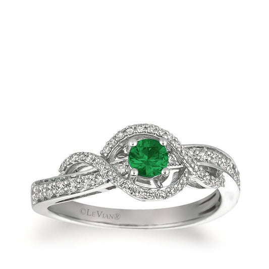 Le Vian Costa Smeralda Emerald & 1/3 ct. tw. Vanilla Diamond Twist Ring in 14K Vanilla Gold