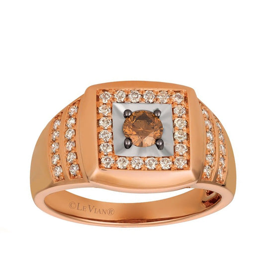 Le Vian 7/8 ct. tw. Chocolate & Nude Diamond Halo Ring in 14K Strawberry & Vanilla Gold