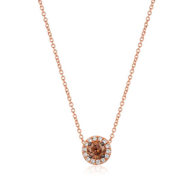 Le Vian Chocolatier 3/8 ct. tw. Chocolate & Vanilla Halo Pendant in 14K Strawberry Gold