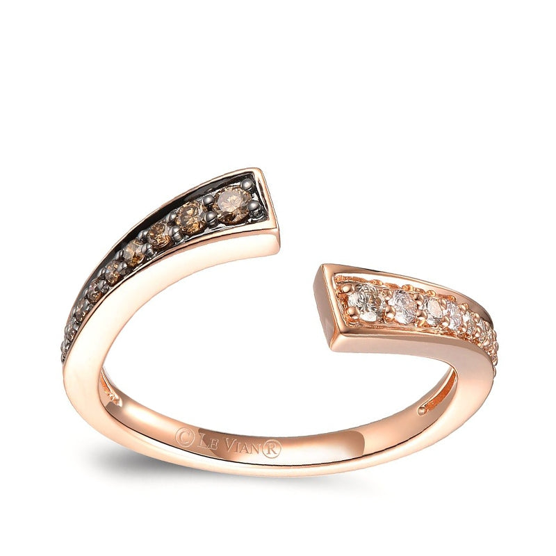 Le Vian 1/4 ct. tw. Chocolate & Nude Diamond Open Bypass Ring in 14K Strawberry Gold