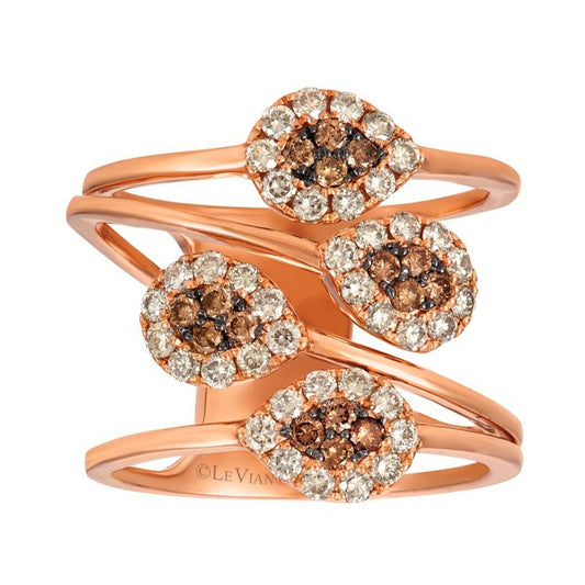 Le Vian 1 ct. tw. Chocolate & Nude Diamond Pear Cluster Halo Ring in 14K Strawberry Gold