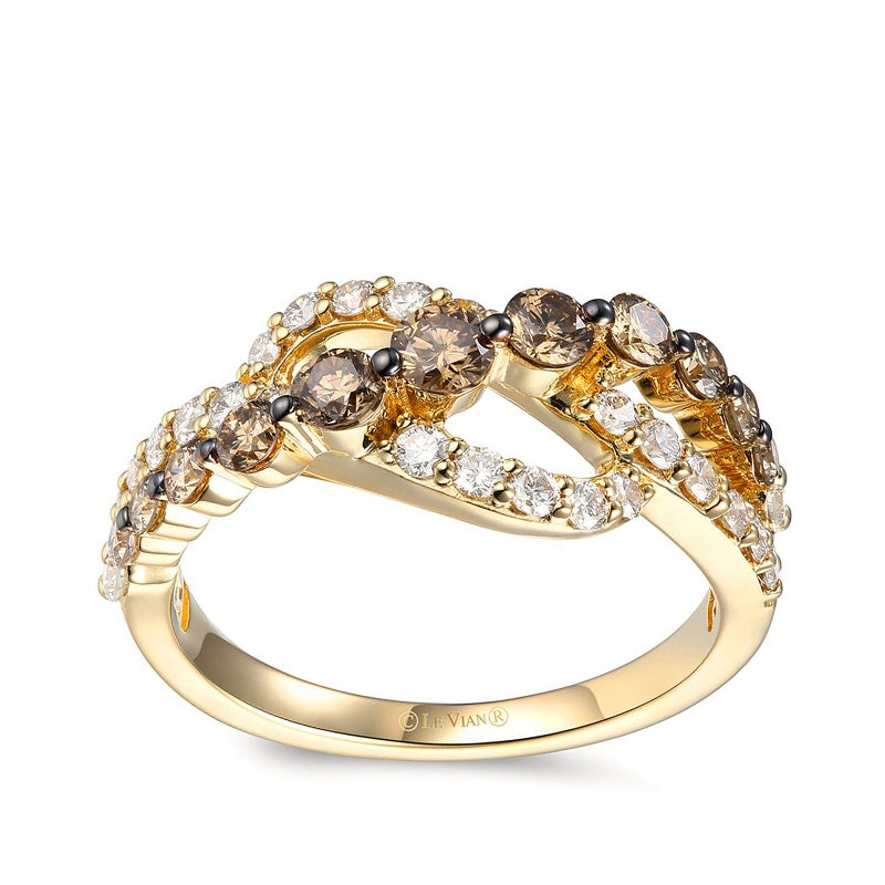 Le Vian 1-1/4 ct. tw. Chocolate Ombre Diamond Crossover Ring in 14K Honey Gold