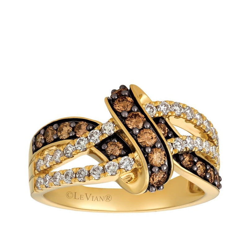 Le Vian 1 ct. tw. Chocolate & Nude Diamond Crossover Ring in 14K Honey Gold