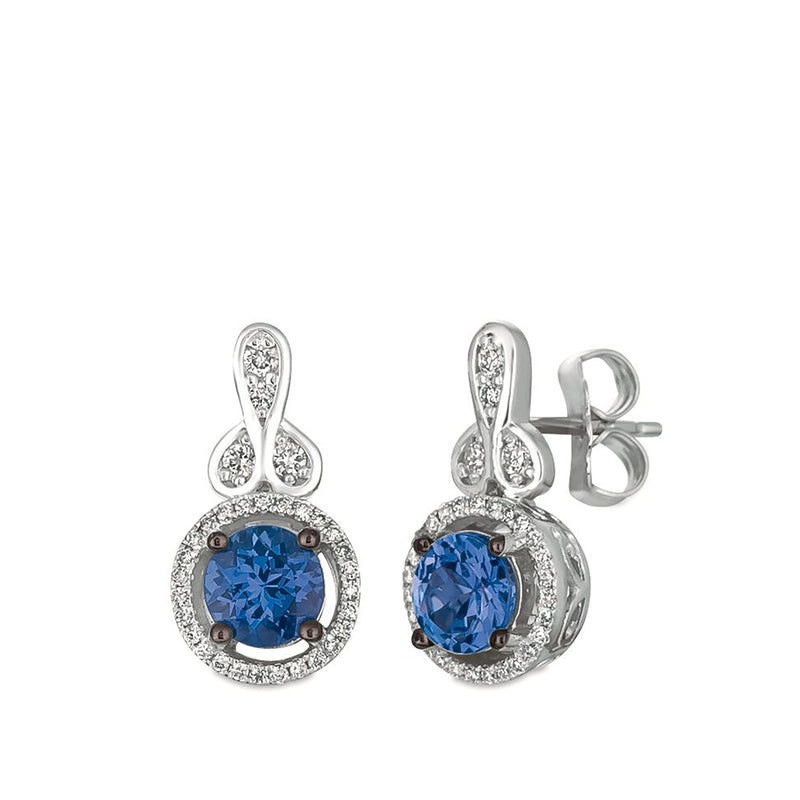 Le Vian Blueberry Tanzanite & 1/5 ct. tw. Vanilla Diamond Halo Drop Earrings in 14K Vanilla Gold
