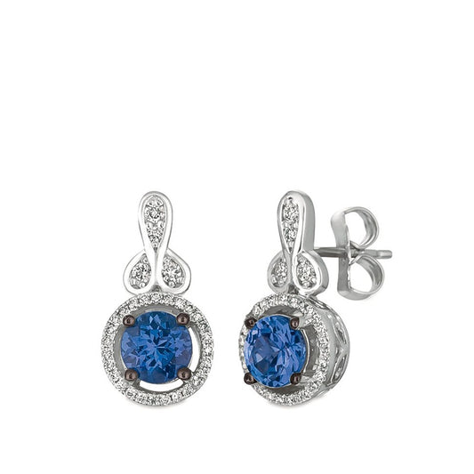 Le Vian Blueberry Tanzanite & 1/5 ct. tw. Vanilla Diamond Halo Drop Earrings in 14K Vanilla Gold
