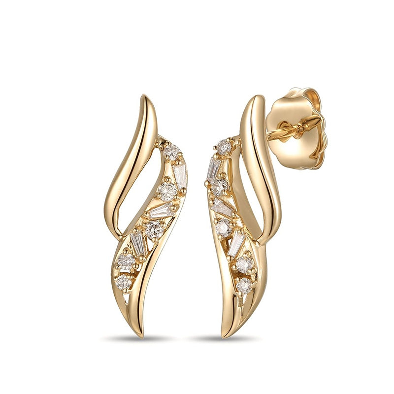 Le Vian 1/6 ct. tw. Round & Baguette Nude Diamond Curve Drop Earrings in 14K Honey Gold