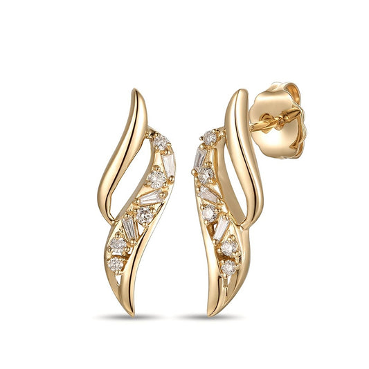 Le Vian 1/6 ct. tw. Round & Baguette Nude Diamond Curve Drop Earrings in 14K Honey Gold