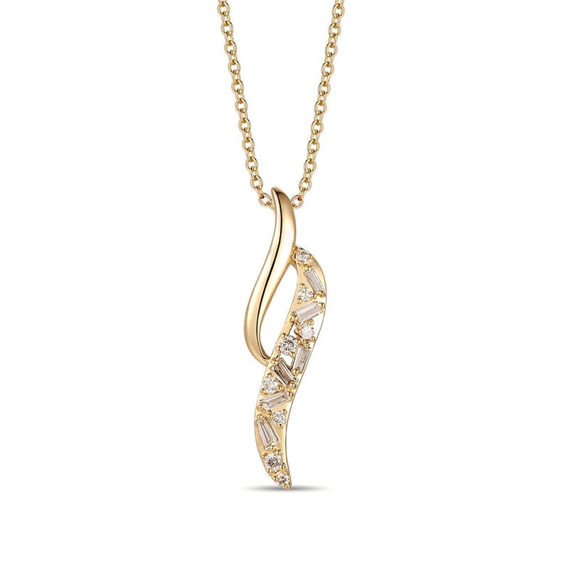 Le Vian 1/5 ct. tw. Round & Baguette Nude Diamond Curve Pendant in 14K Honey Gold