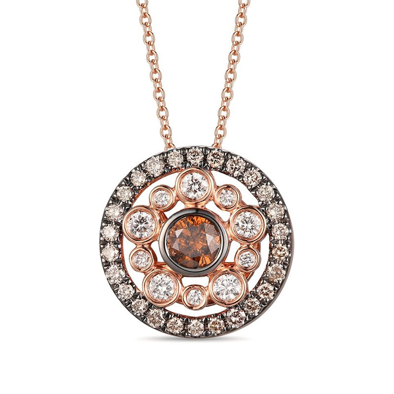 Le Vian Chocolatier 1/2 ct. tw. Chocolate & Vanilla Diamond Bezel Set Circle Pendant in 14K Strawberry Gold