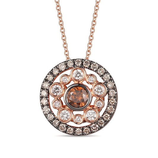 Le Vian Chocolatier 1/2 ct. tw. Chocolate & Vanilla Diamond Bezel Set Circle Pendant in 14K Strawberry Gold