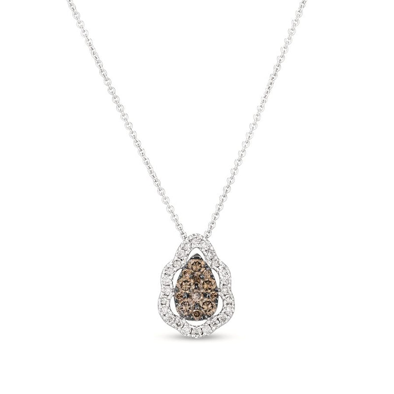 Le Vian 1/2 ct. tw. Chocolate & Nude Diamond Pear Cluster Halo Pendant in 14K Vanilla Gold