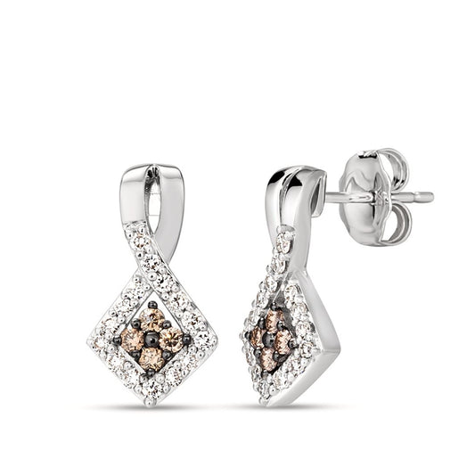 Le Vian 3/8 ct. tw. Chocolate & Nude Diamond Cluster Halo Drop Earrings in 14K Vanilla Gold