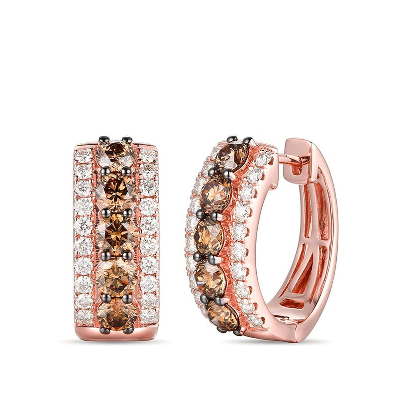 Le Vian 2-1/2 ct. tw. Chocolate & Nude Diamond Hoop Earrings in 14K Strawberry Gold