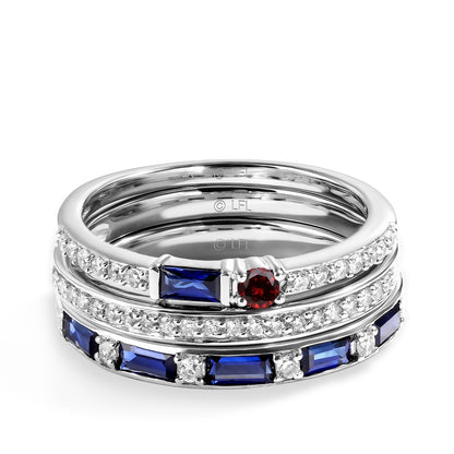 Star Wars R2 Series 1/3 ct. tw. Diamond, Garnet & Sapphire Stackable Rings in Sterling Silver