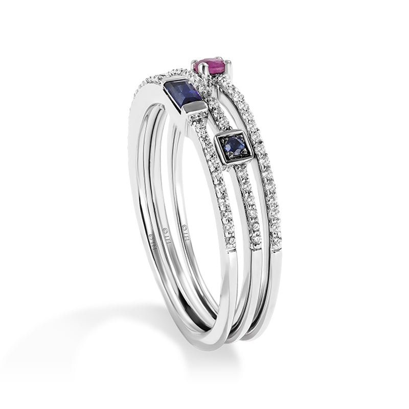 Star Wars R2 Series 1/5 ct. tw. Diamond, Garnet & Sapphire Stackable Rings in Sterling Silver front view