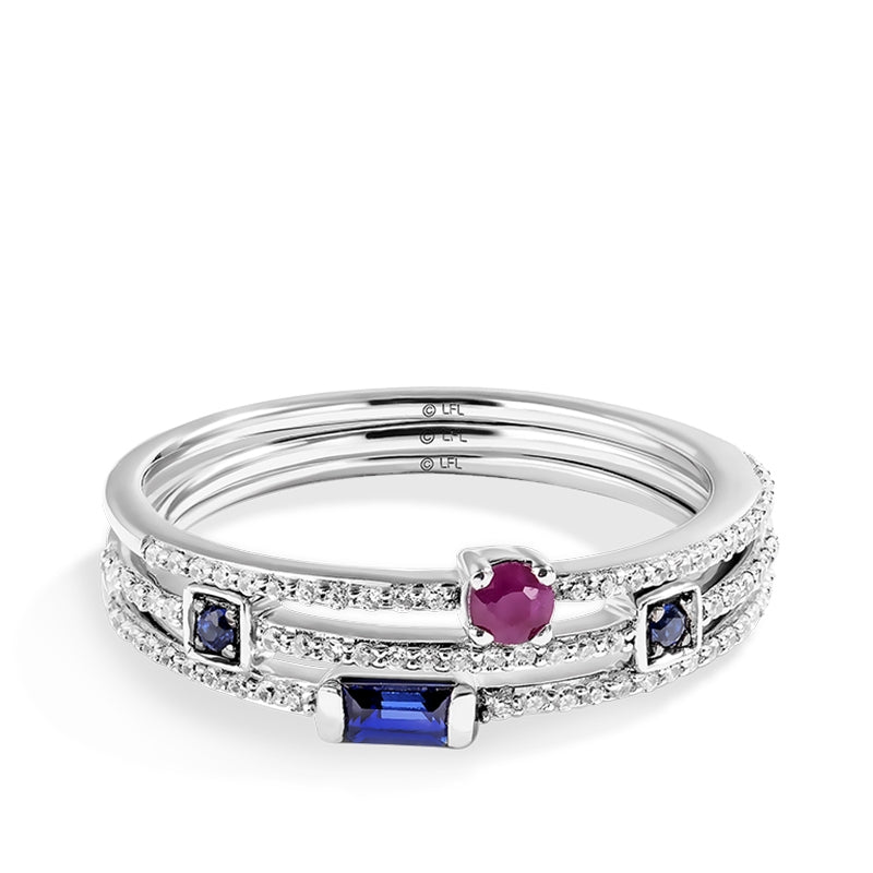 Star Wars R2 Series 1/5 ct. tw. Diamond, Garnet & Sapphire Stackable Rings in Sterling Silver