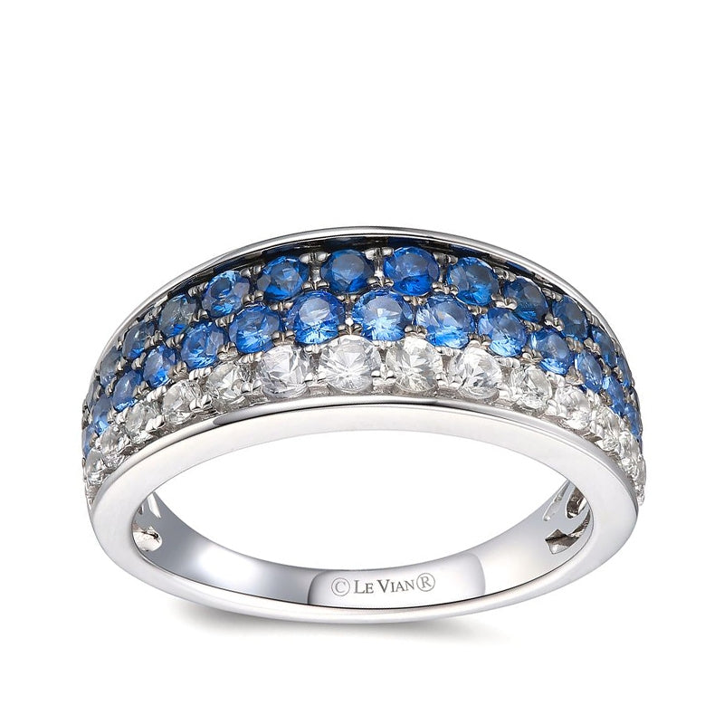 Le Vian Denim Ombre Blue & White Sapphire Three Row Ring in 14K Vanilla Gold
