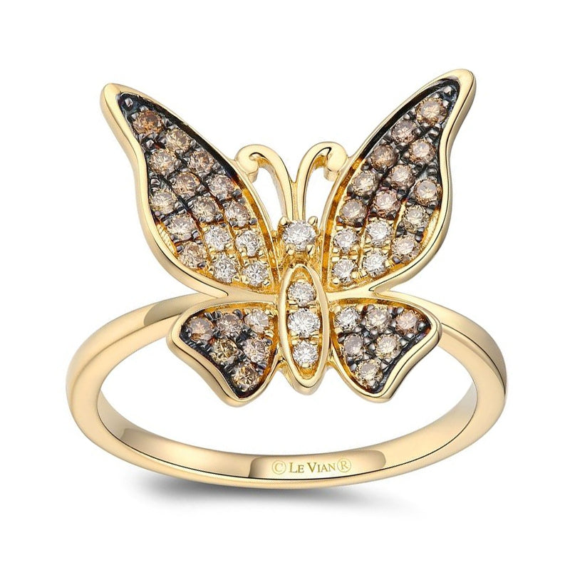 Le Vian 3/8 ct. tw. Chocolate Ombre Diamond Butterfly Ring in 14K Honey Gold