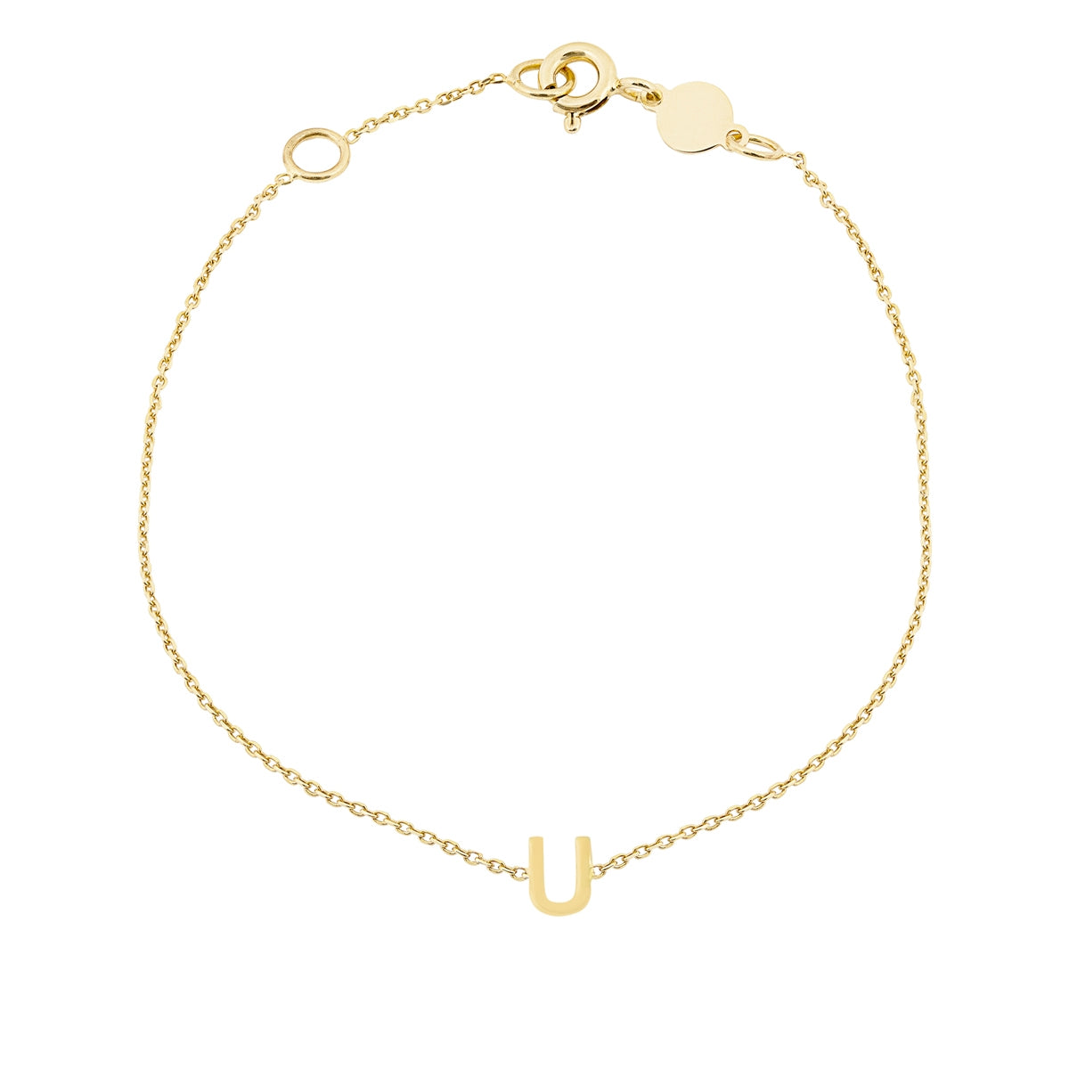 Mini Initial U Bracelet in 14K Yellow Gold