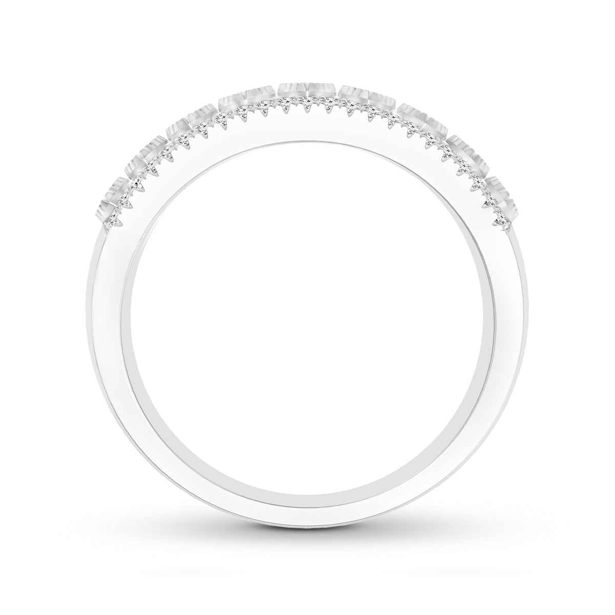 3/8 ct. tw. Round Diamond 9-Stone Marquise Milgrain Halo Ring in 14K White Gold front view