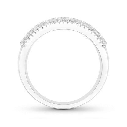 3/8 ct. tw. Round Diamond 9-Stone Marquise Milgrain Halo Ring in 14K White Gold front view