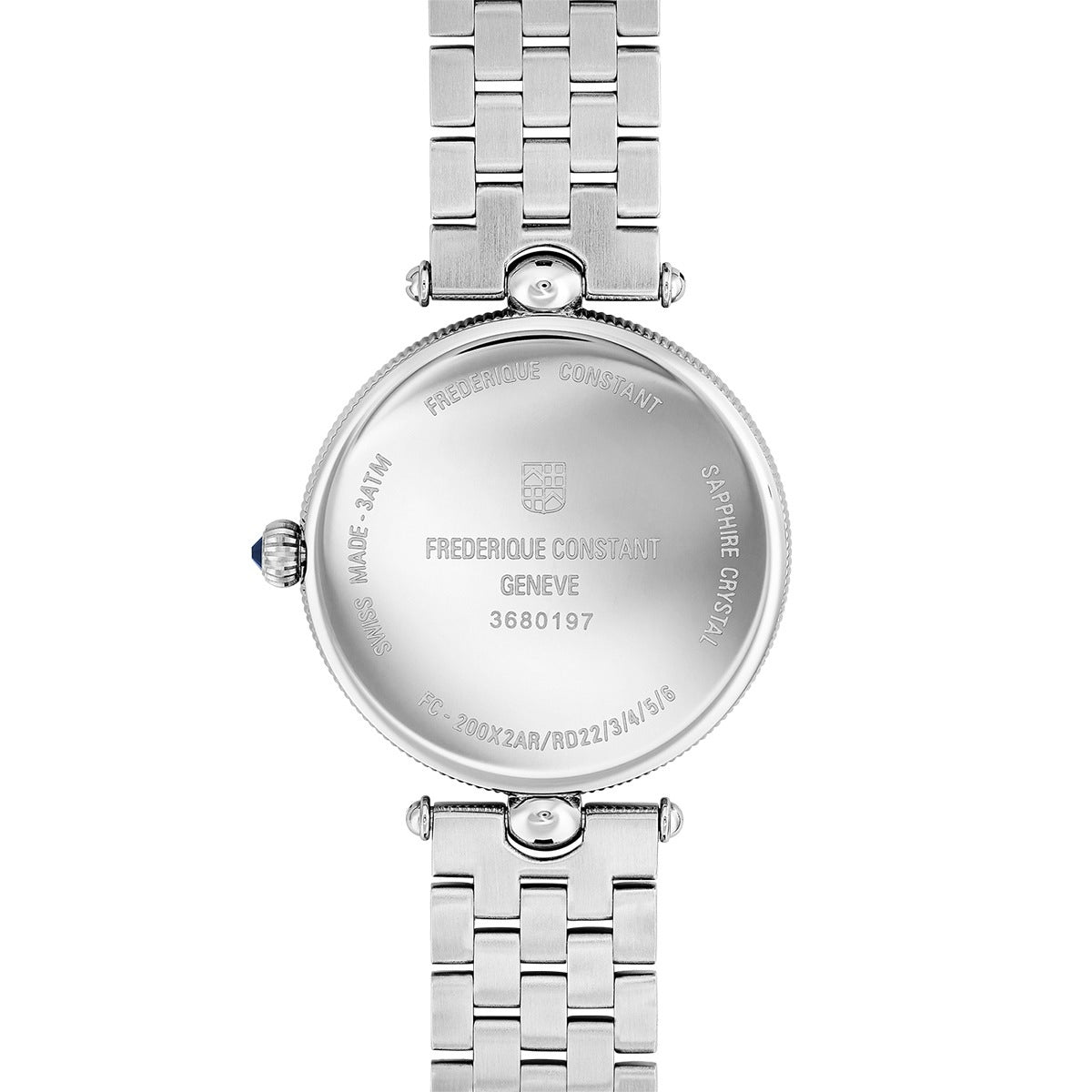 Frederique Constant Ladies' Art Deco Quartz Stainless Steel Watch with White Dial front view
