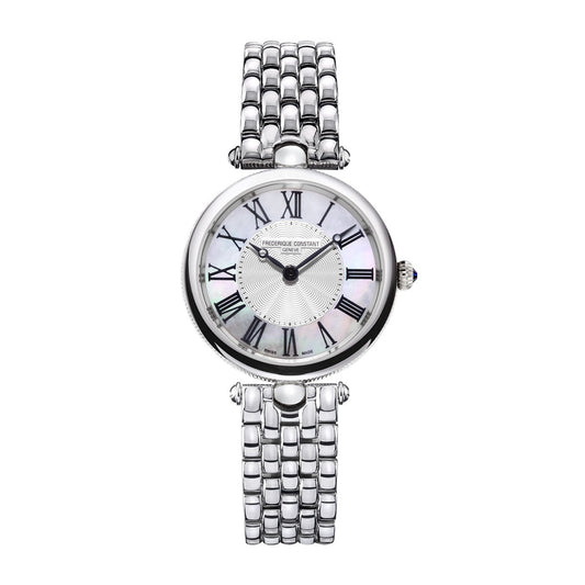 Frederique Constant Ladies' Art Deco Quartz Stainless Steel Watch with White Dial