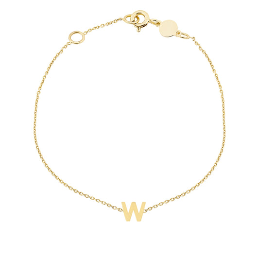 Mini Initial W Bracelet in 14K Yellow Gold