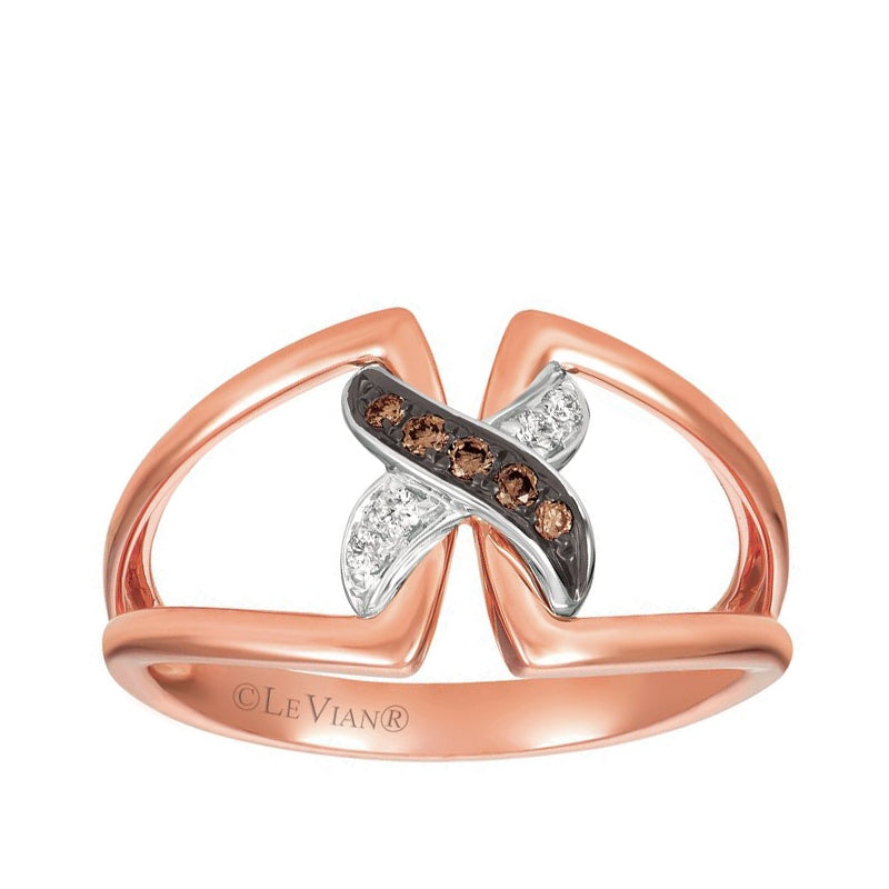 Le Vian Chocolatier Vanilla & Chocolate Diamond Open Ring in 14K Strawberry & Vanilla Gold