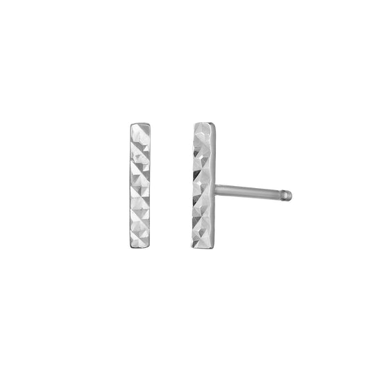 Textured Bar Earrings in 14K White Gold