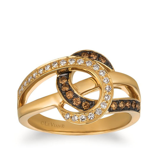 Le Vian Chocolatier 1/4 ct. tw. Chocolate & Vanilla Diamond Crossover Ring in 14K Honey Gold