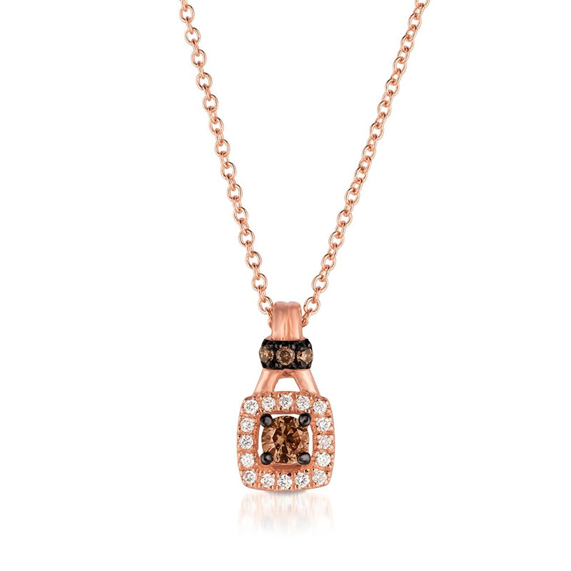 Le Vian Chocolatier 1/6 ct. tw. Chocolate & Vanilla Diamond Halo Pendant in 14K Strawberry Gold