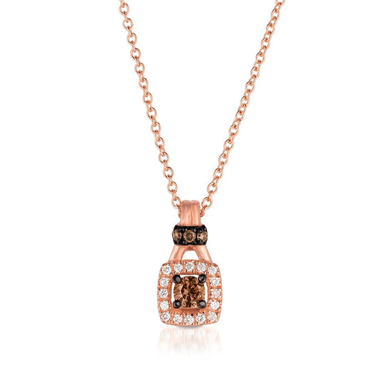 Le Vian Chocolatier 1/6 ct. tw. Chocolate & Vanilla Diamond Halo Pendant in 14K Strawberry Gold
