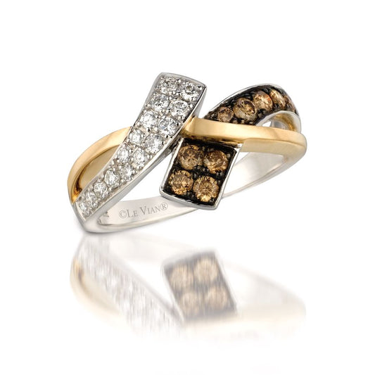 Le Vian Chocolatier 1/2 ct. tw. Chocolate & Vanilla Diamond Bypass Ring in 14K Honey & Vanilla Gold