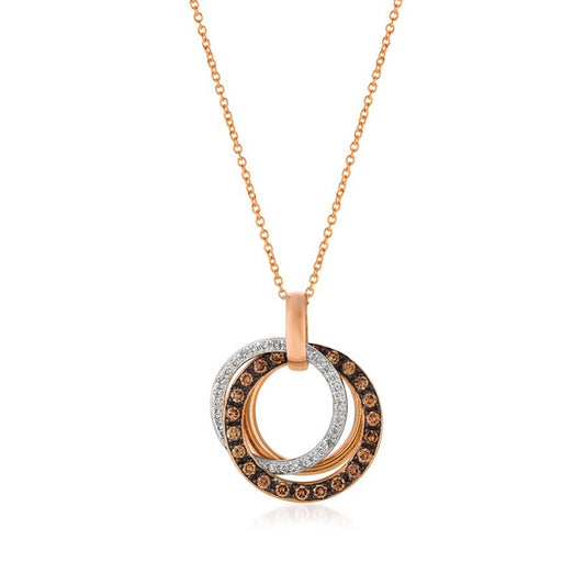 Le Vian Chocolatier 5/8 ct. tw. Chocolate & Vanilla Diamond Triple Circle Pendant in 14K Strawberry Gold