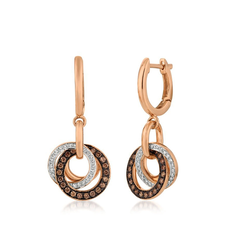 Le Vian Chocolatier 3/8 ct. tw. Chocolate & Vanilla Diamond Circle Dangle Earrings in 14K Strawberry Gold