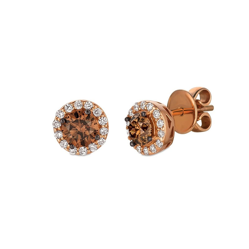 Le Vian Red Carpet 1-1/8 ct. tw. Chocolate & Vanilla Diamond Halo Earrings in 14K Strawberry Gold