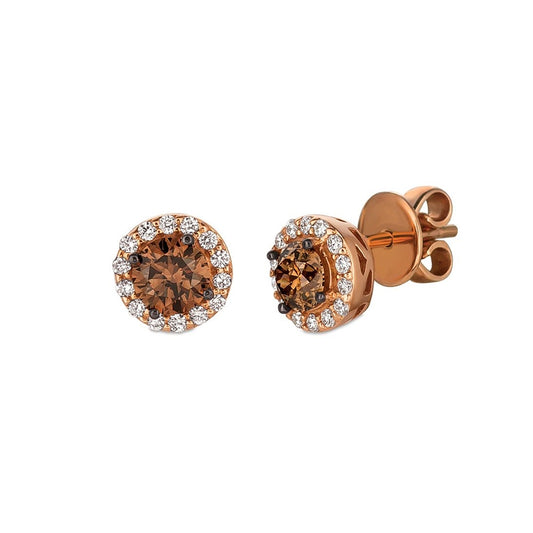 Le Vian Red Carpet 1-1/8 ct. tw. Chocolate & Vanilla Diamond Halo Earrings in 14K Strawberry Gold