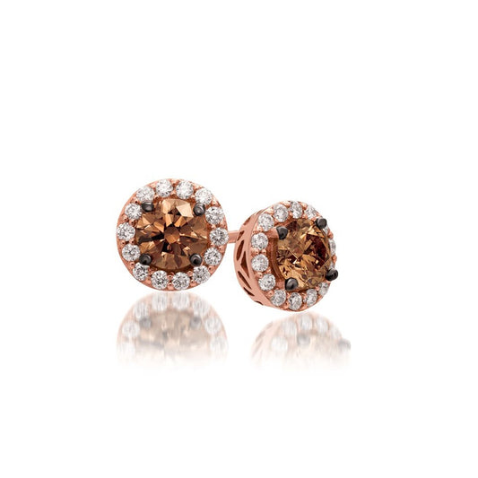 Le Vian Red Carpet 1-1/2 ct. tw. Chocolate & Vanilla Diamond Halo Earrings in 14K Strawberry Gold