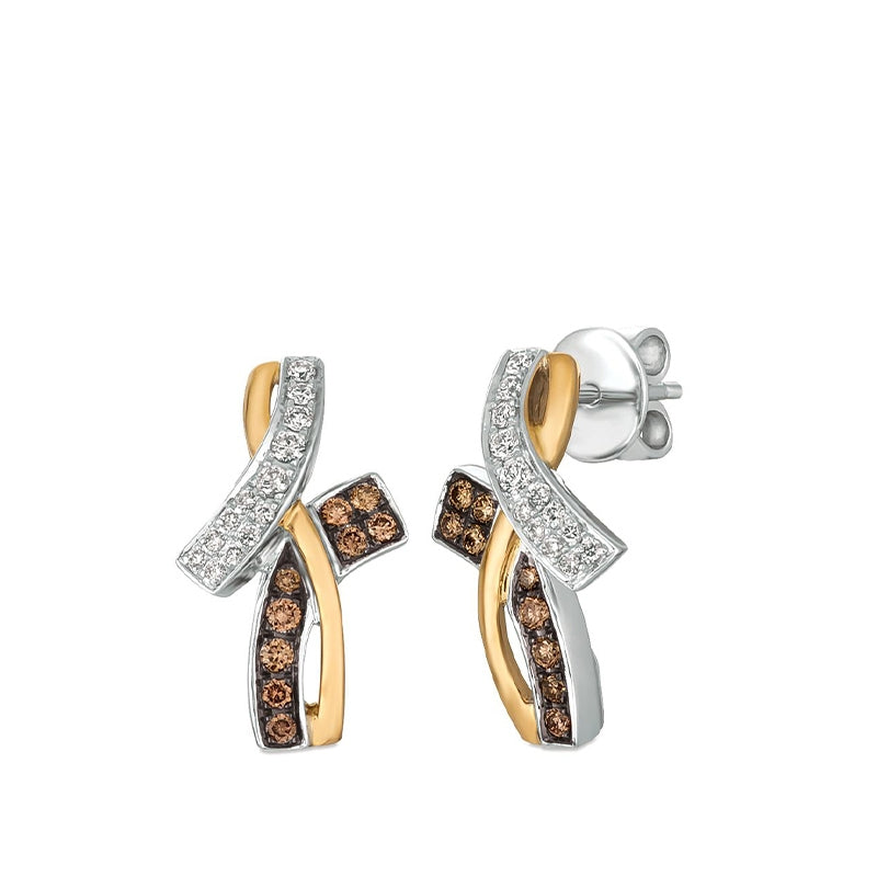Le Vian Chocolatier 3/8 ct. tw. Chocolate & Vanilla Diamond Cross Earrings in 14K Honey & Vanilla Gold