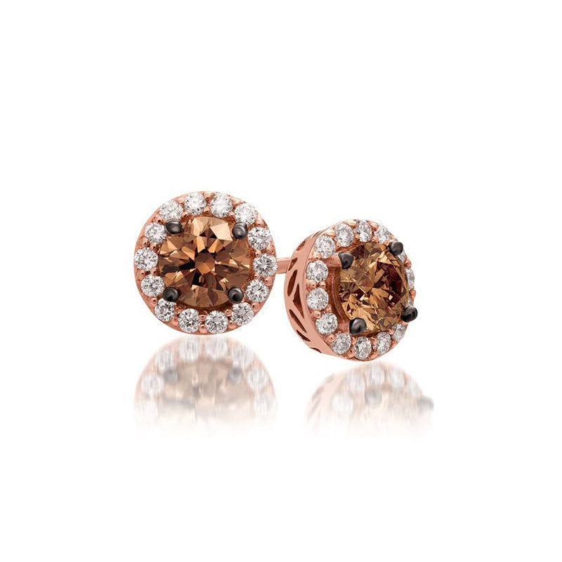 Le Vian Chocolatier 2-1/2 ct. tw. Chocolate & Vanilla Diamond Halo Earrings in 14K Strawberry Gold