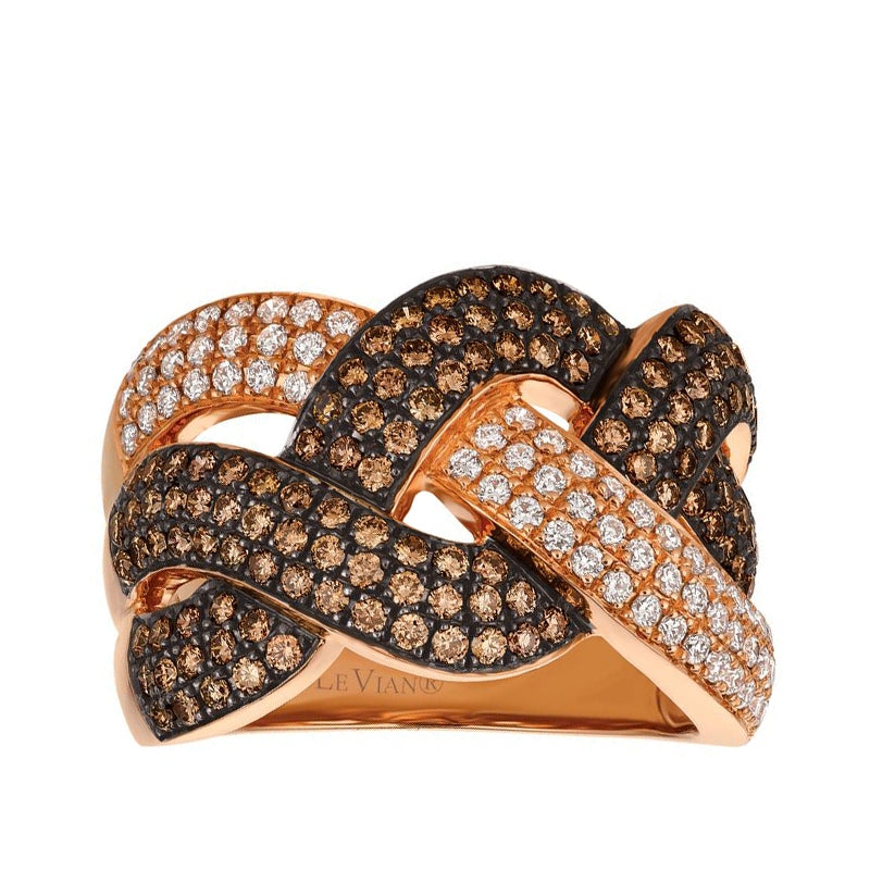 Le Vian Chocolatier 1-3/8 ct. tw. Chocolate & Vanilla Diamond Crossover Ring in 14K Strawberry Gold