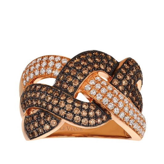 Le Vian Chocolatier 1-3/8 ct. tw. Chocolate & Vanilla Diamond Crossover Ring in 14K Strawberry Gold