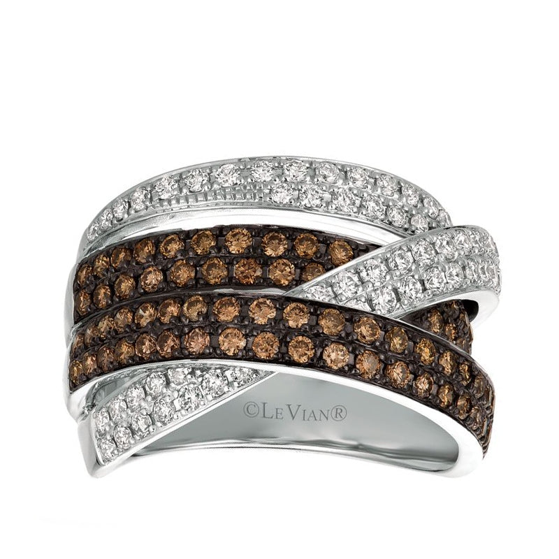 Le Vian Chocolatier 1-3/8 ct. tw. Chocolate & Vanilla Diamond Crossover Ring in 14K Vanilla Gold