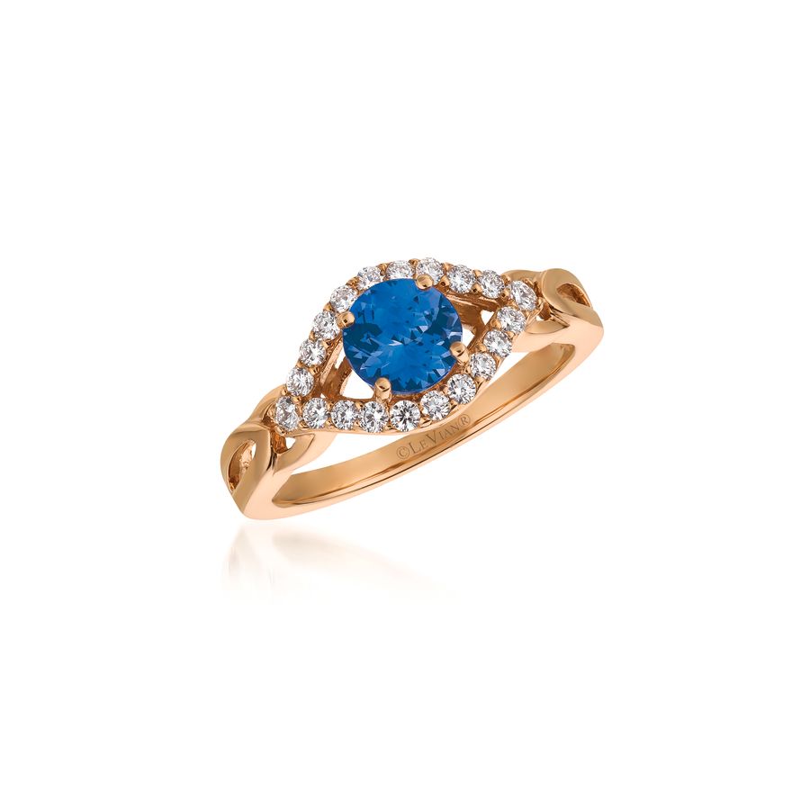 Le Vian Chocolatier Blueberry Tanzanite & 1/3 ct. tw. Vanilla Diamond Ring in 14K Strawberry Gold