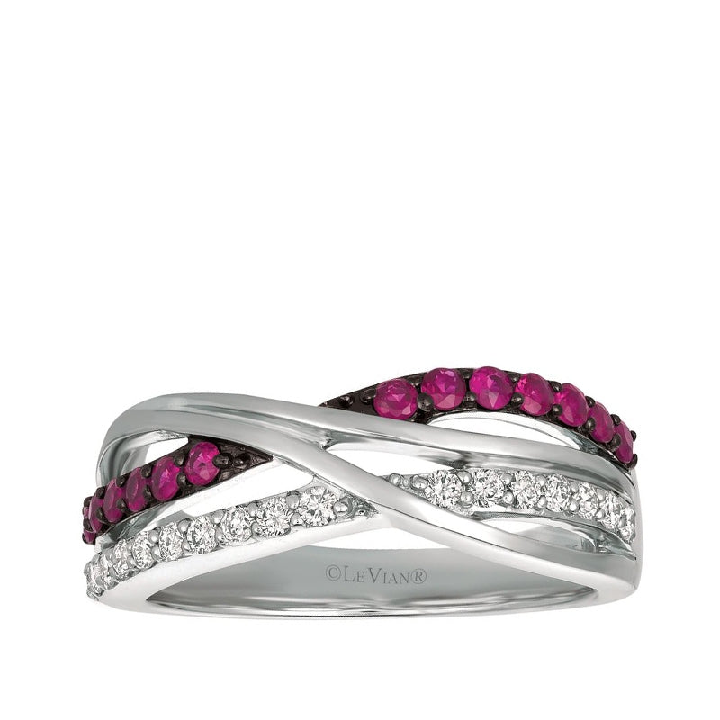 Le Vian Passion Ruby & 1/5 ct. tw. Vanilla Diamond Crossover Ring in 14K Vanilla Gold