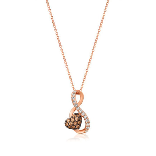 Le Vian Chocolatier 3/8 ct. tw. Chocolate & Vanilla Diamond Heart Infinity Pendant in 14K Strawberry Gold